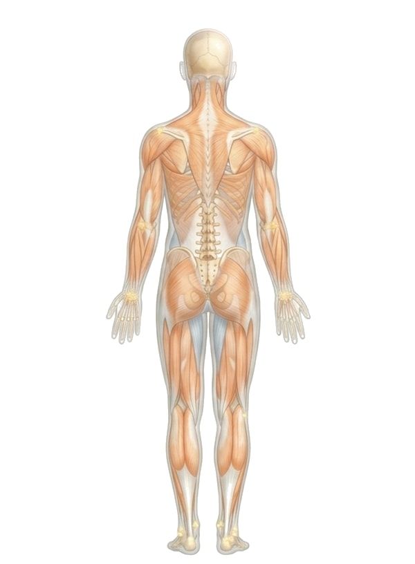 Ilustración anatómica de una figura humana vista de espaldas